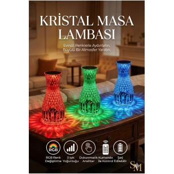 ® Yeni Ürün Kristal Masa Lambası Rgb Renk Değiştiren Gece Lambası 16 Renk Ve 4 Mod Dokunmatik Kontrol